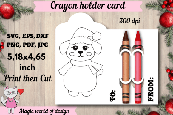 Christmas Dog Coloring Crayon Holder Svg: Graphics & Crafts