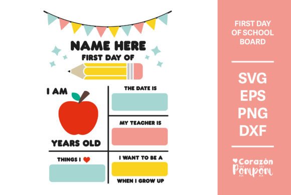 First Day of School Board Graphics for Crafts