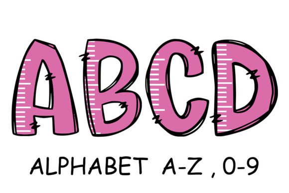 Pink Ruler School Letters: Graphics for Crafts