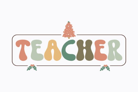 Retro Christmas Teacher Graphics for Crafts