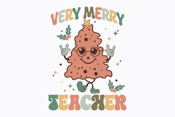 Retro Christmas Teacher Graphics for Crafts