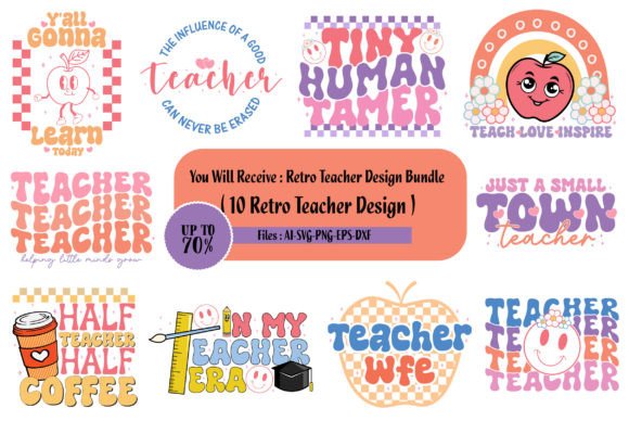 Retro Teacher Design Bundle for Crafts & Graphics