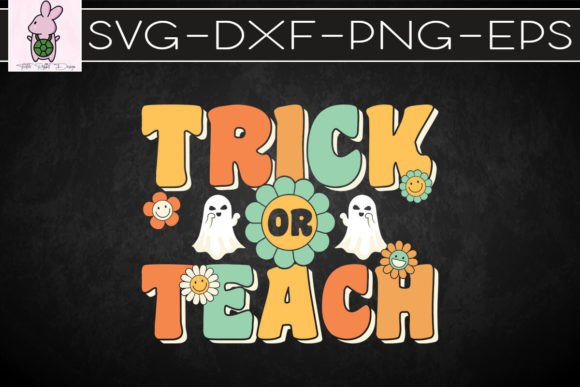 Retro Trick or Teach Ghost Teacher Graphics for Crafts