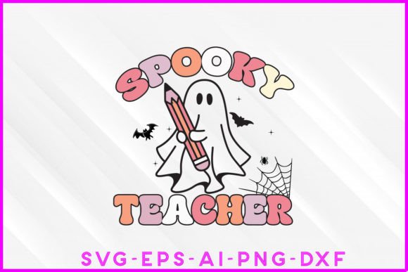 Spooky Teacher Halloween Groovy Retro Graphics for Crafts